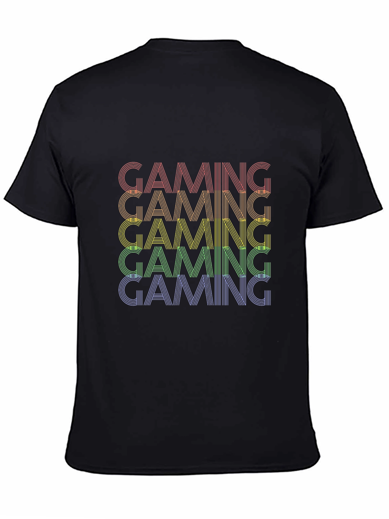 Gaming Rainbow Text Graphic Black T-Shirt