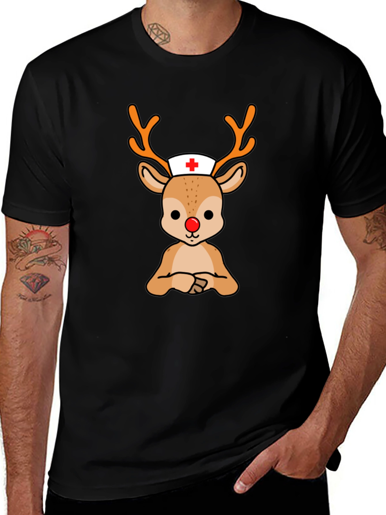 Rudolph Nurse T-Shirt - Holiday Themed Medical Apparel