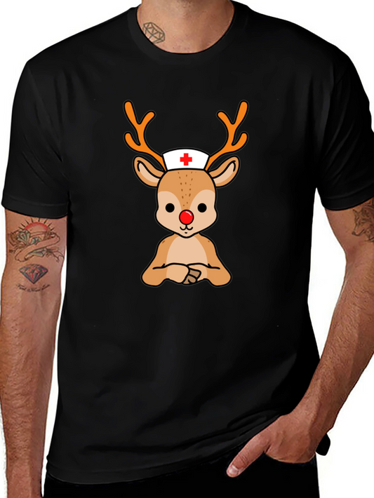 Rudolph Nurse T-Shirt - Holiday Themed Medical Apparel