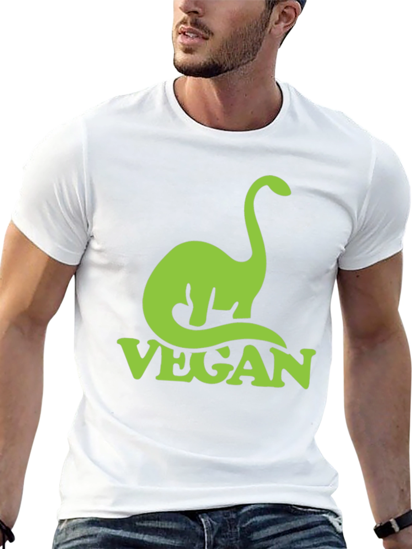 Vegan Dinosaur T-Shirt - Green Graphic Tee