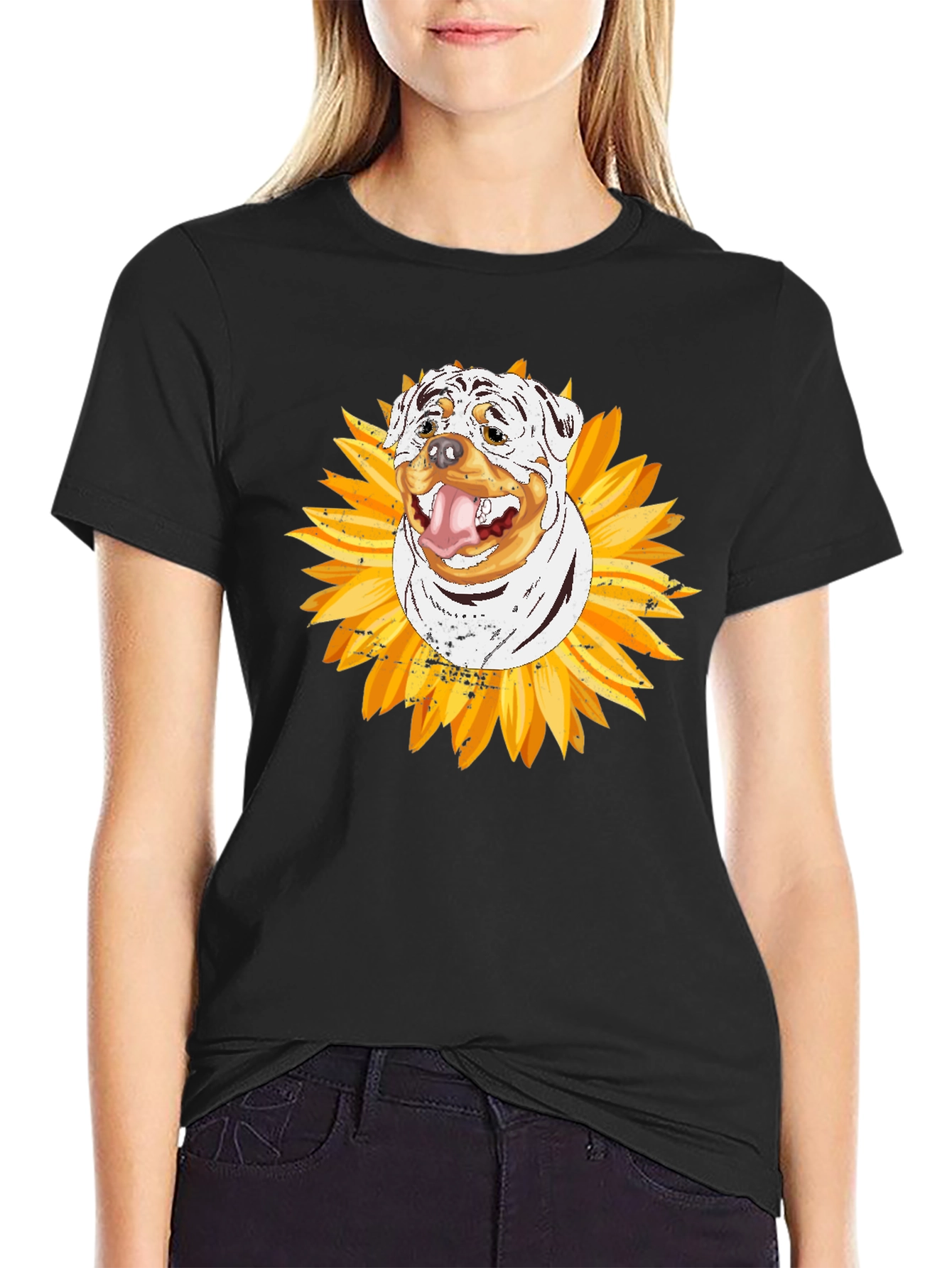 Rottweiler Sunflower Graphic Tee