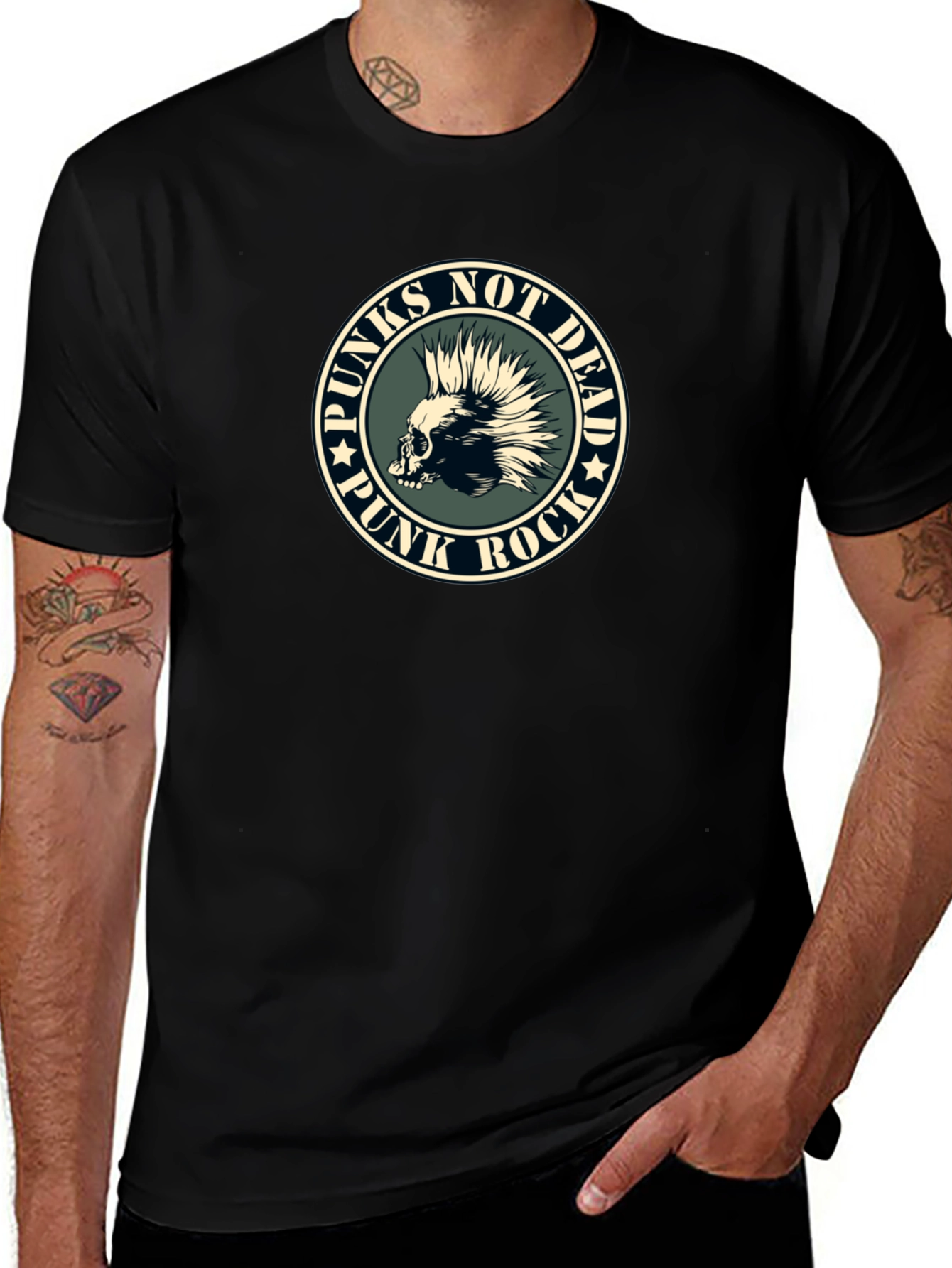 Punks Not Dead Skull Graphic T-Shirt - Rock Tee