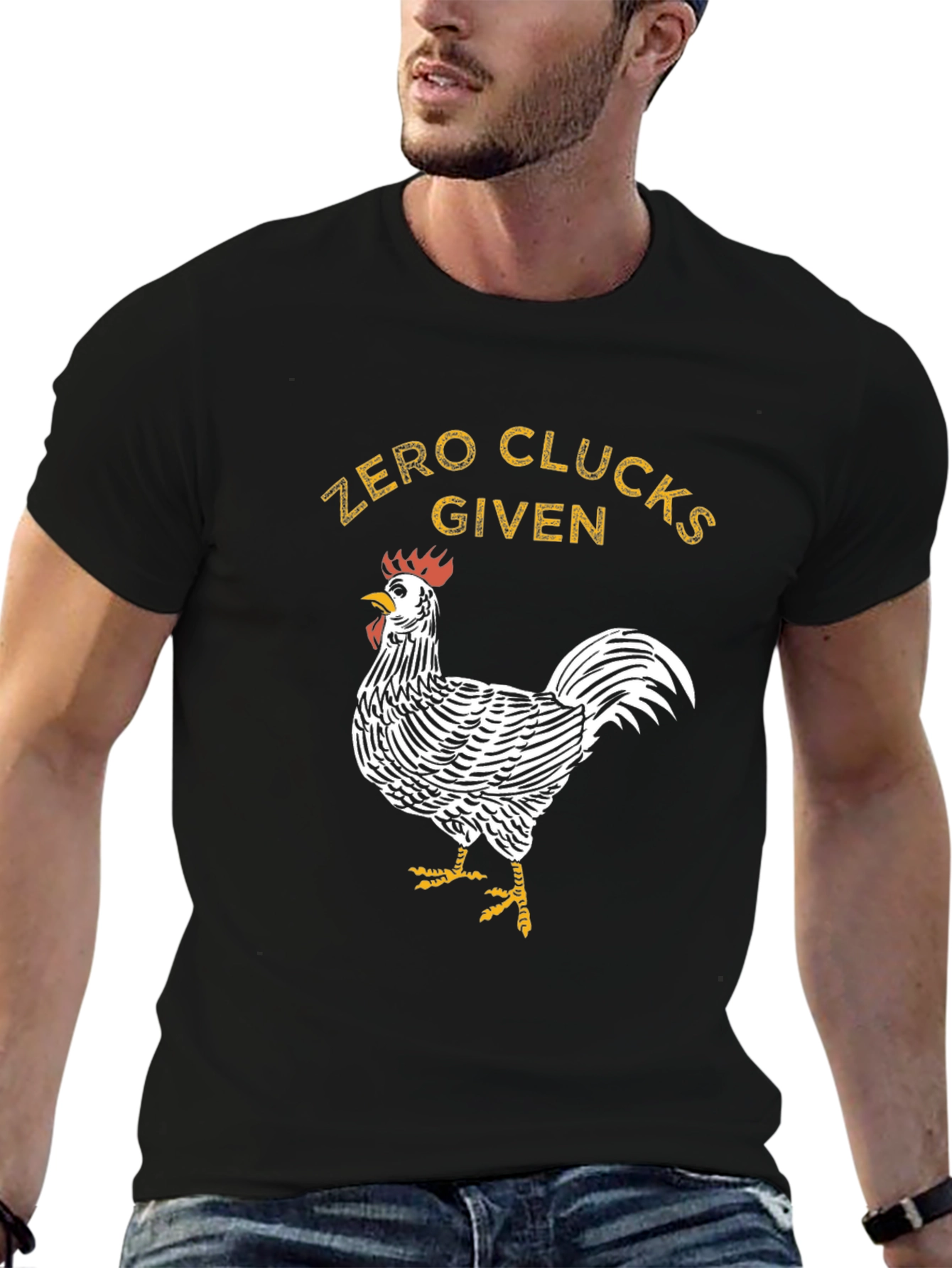 Zero Clucks Given Rooster Graphic T-Shirt