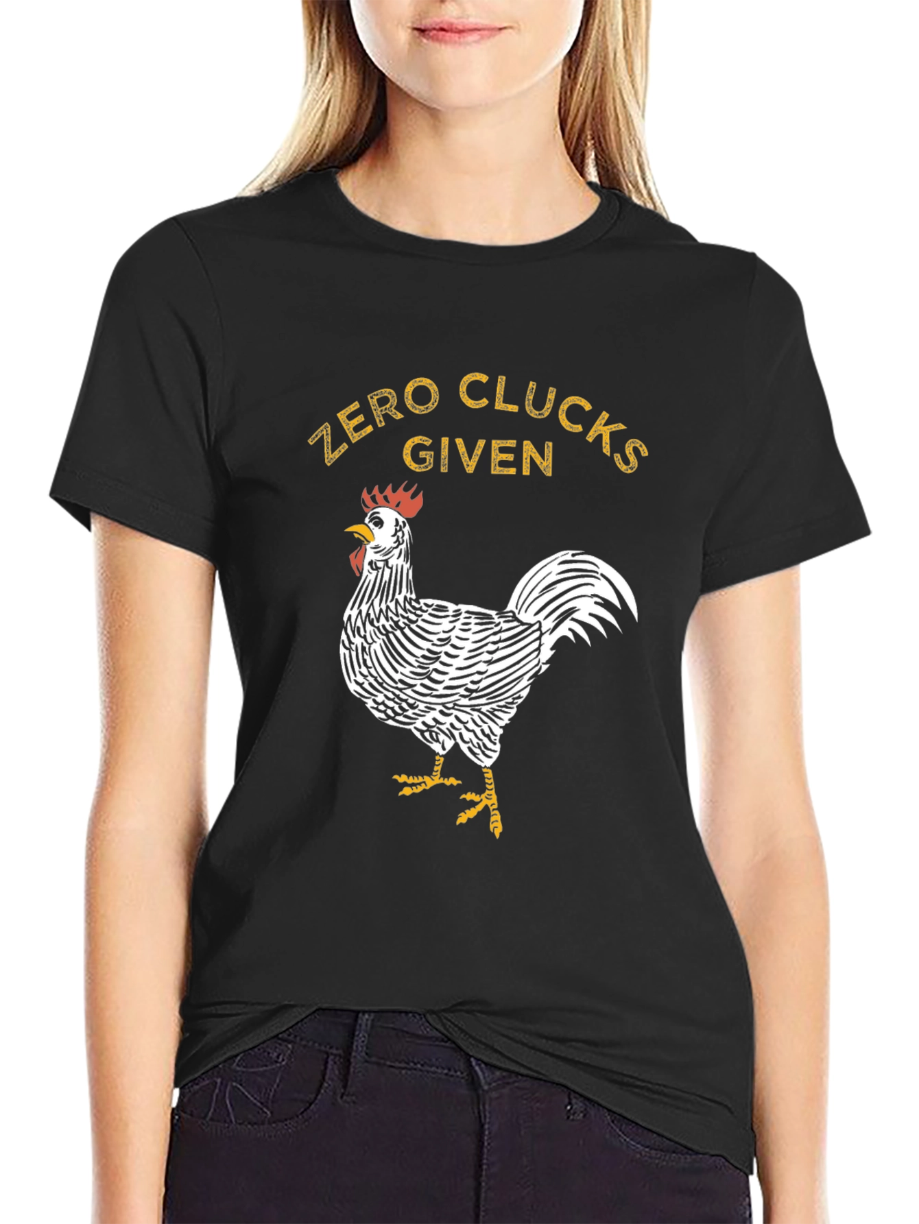 Zero Clucks Given Rooster Graphic T-Shirt