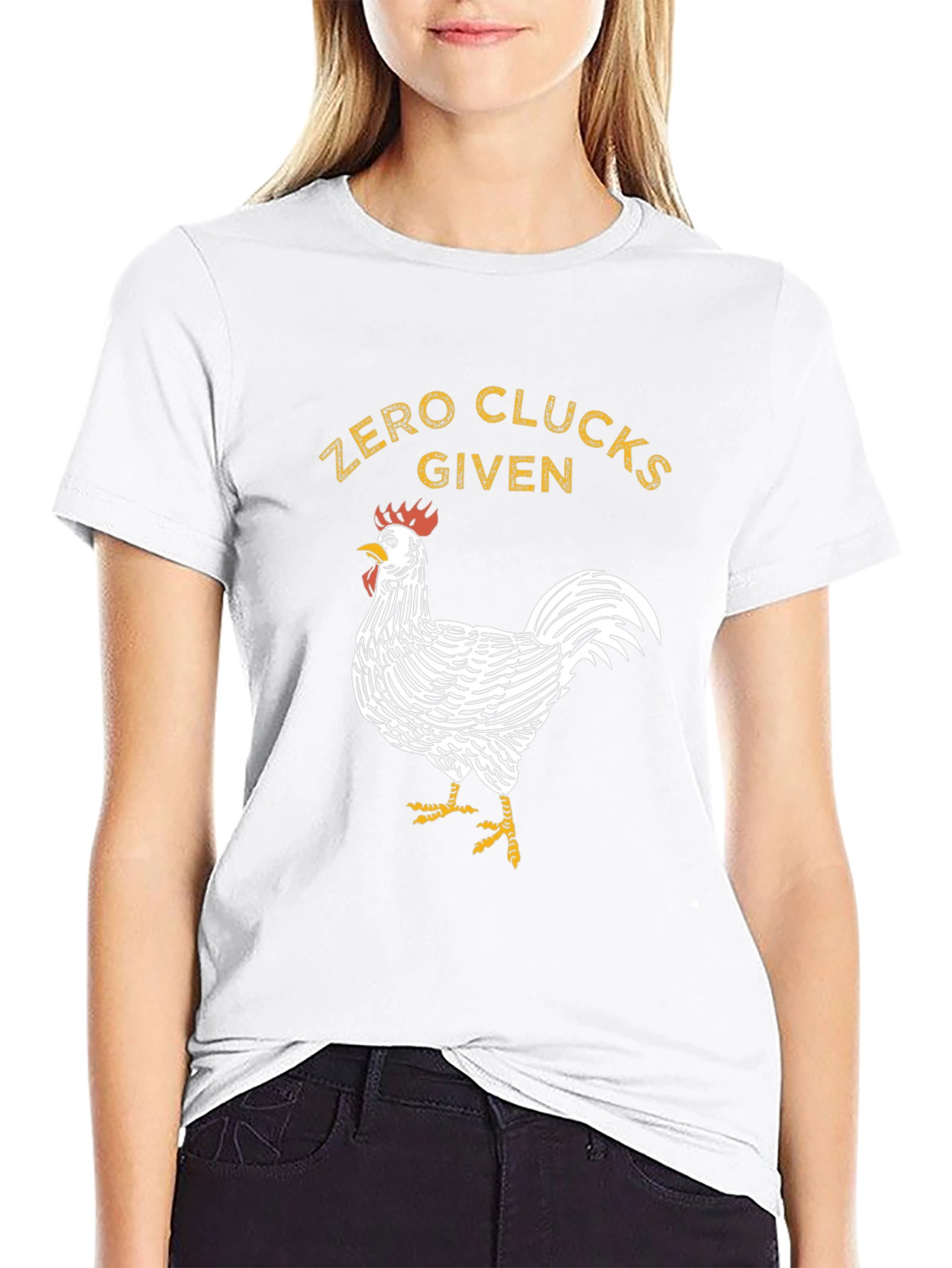 Zero Clucks Given Rooster Graphic T-Shirt