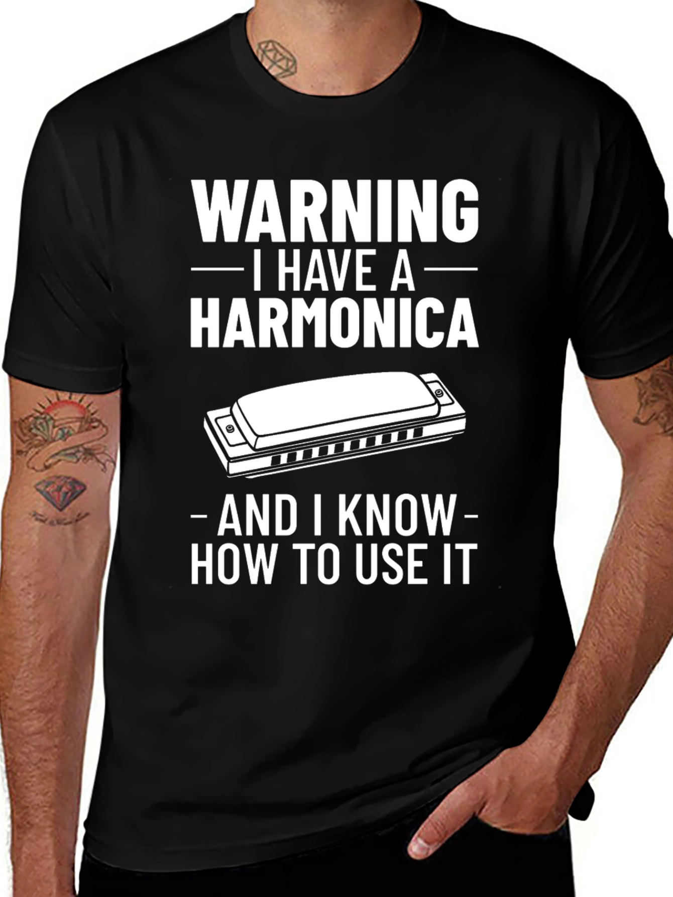 Warning Harmonica T-Shirt Musician Gift