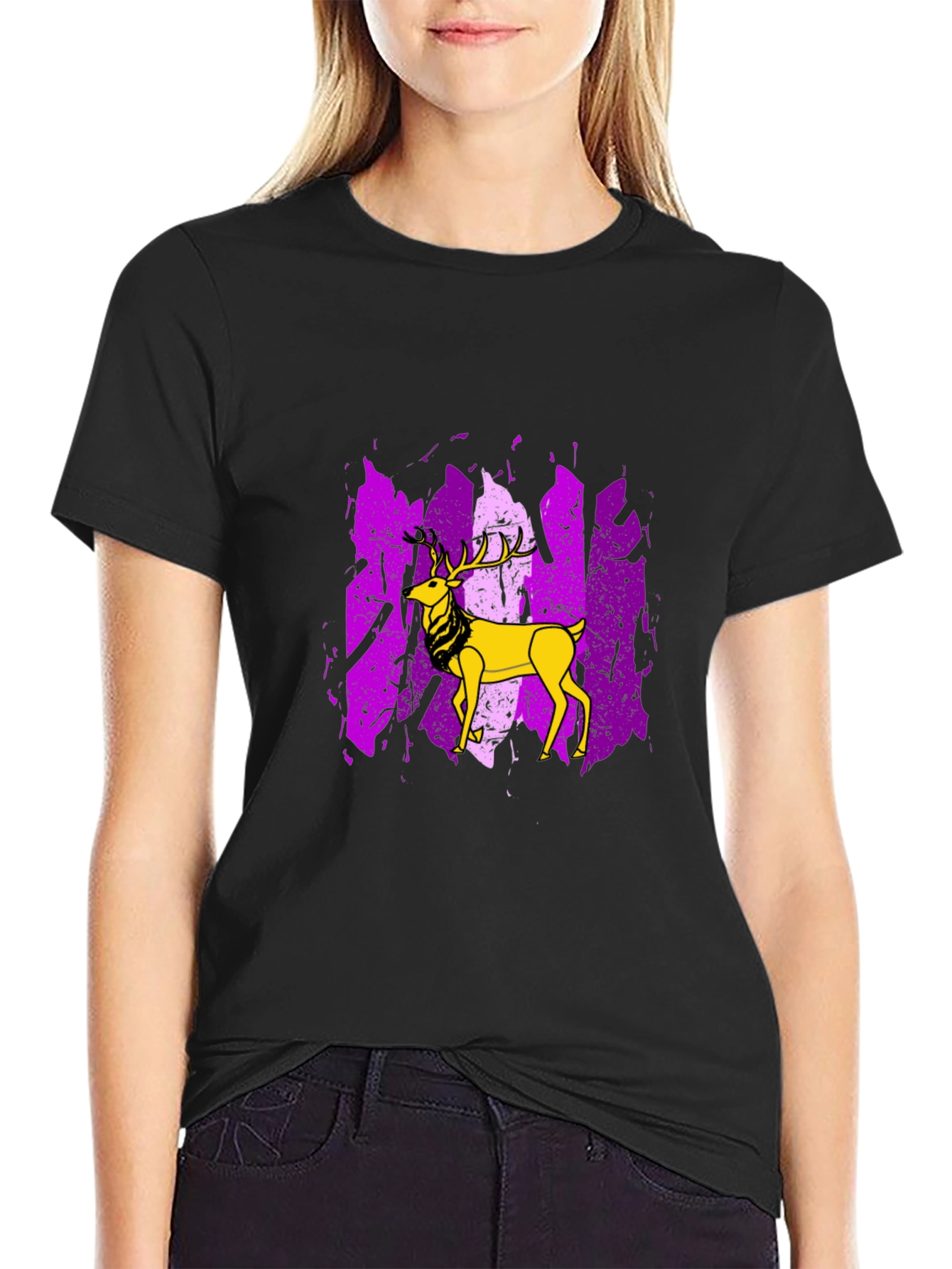 Deer Graphic Tee - Mens Black T-Shirt