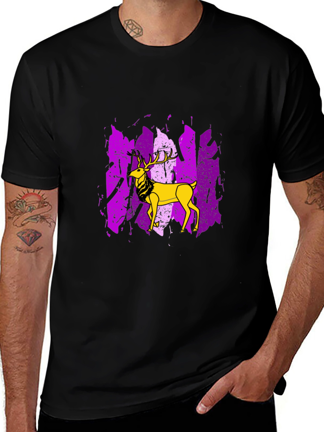 Deer Graphic Tee - Mens Black T-Shirt