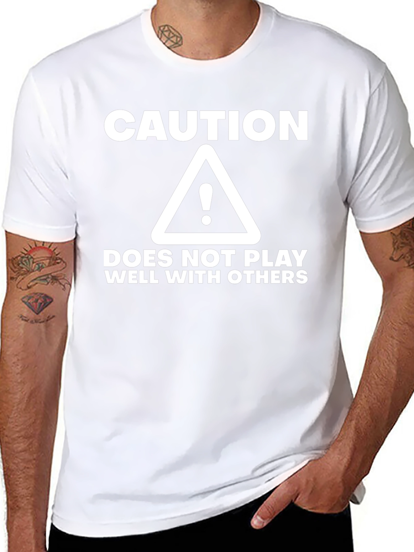 Caution: Does Not Play Well With Others Black T-Shirt