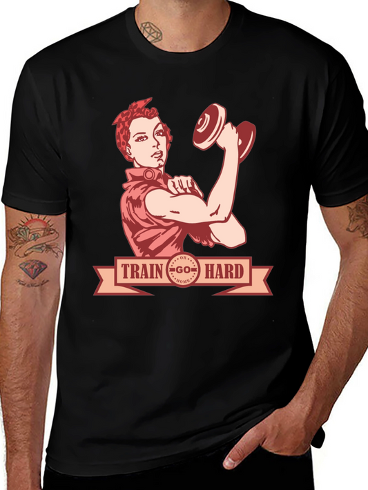 Retro Train Hard Graphic T-Shirt