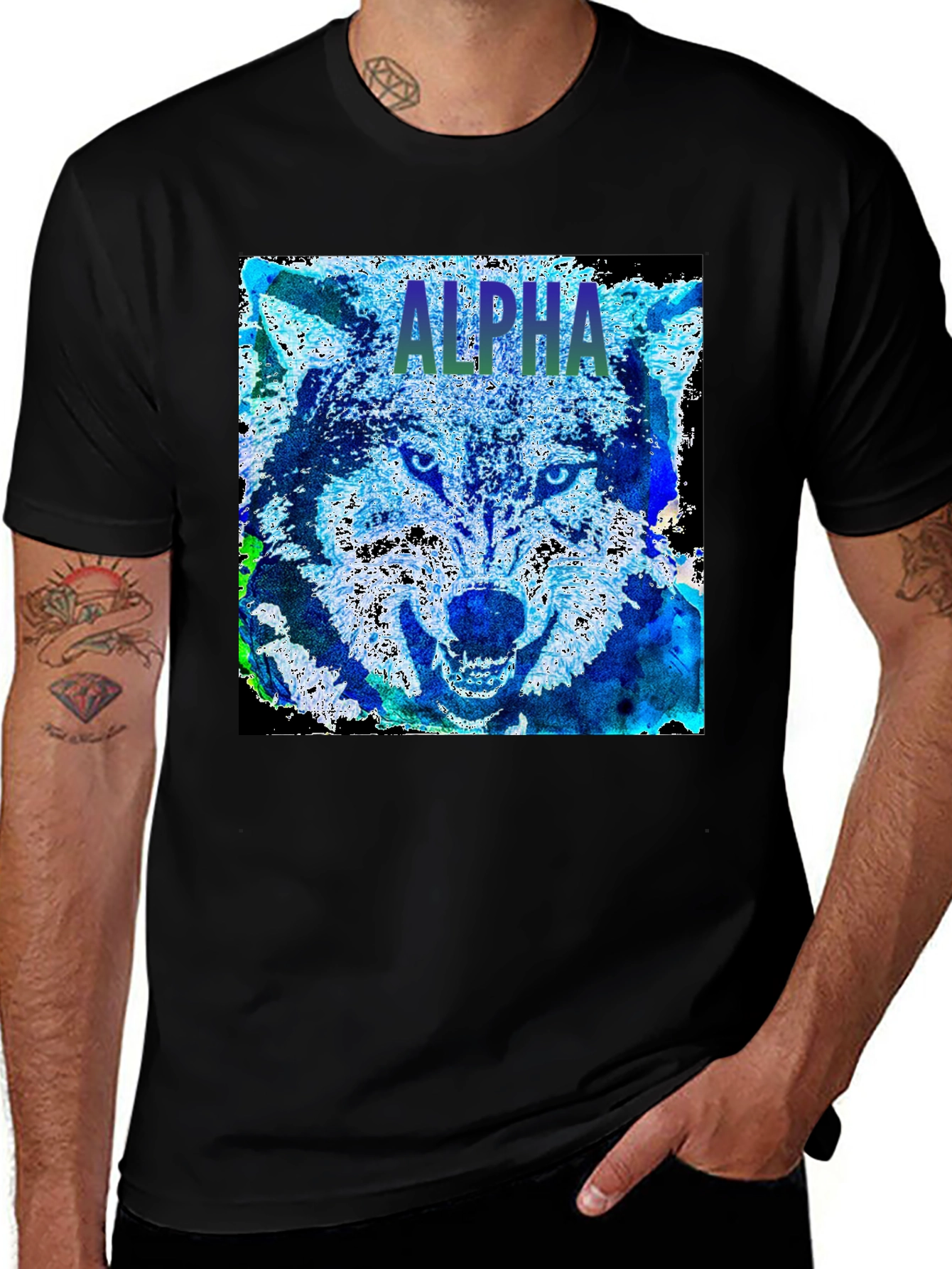 Alpha Wolf Graphic Tee - Black