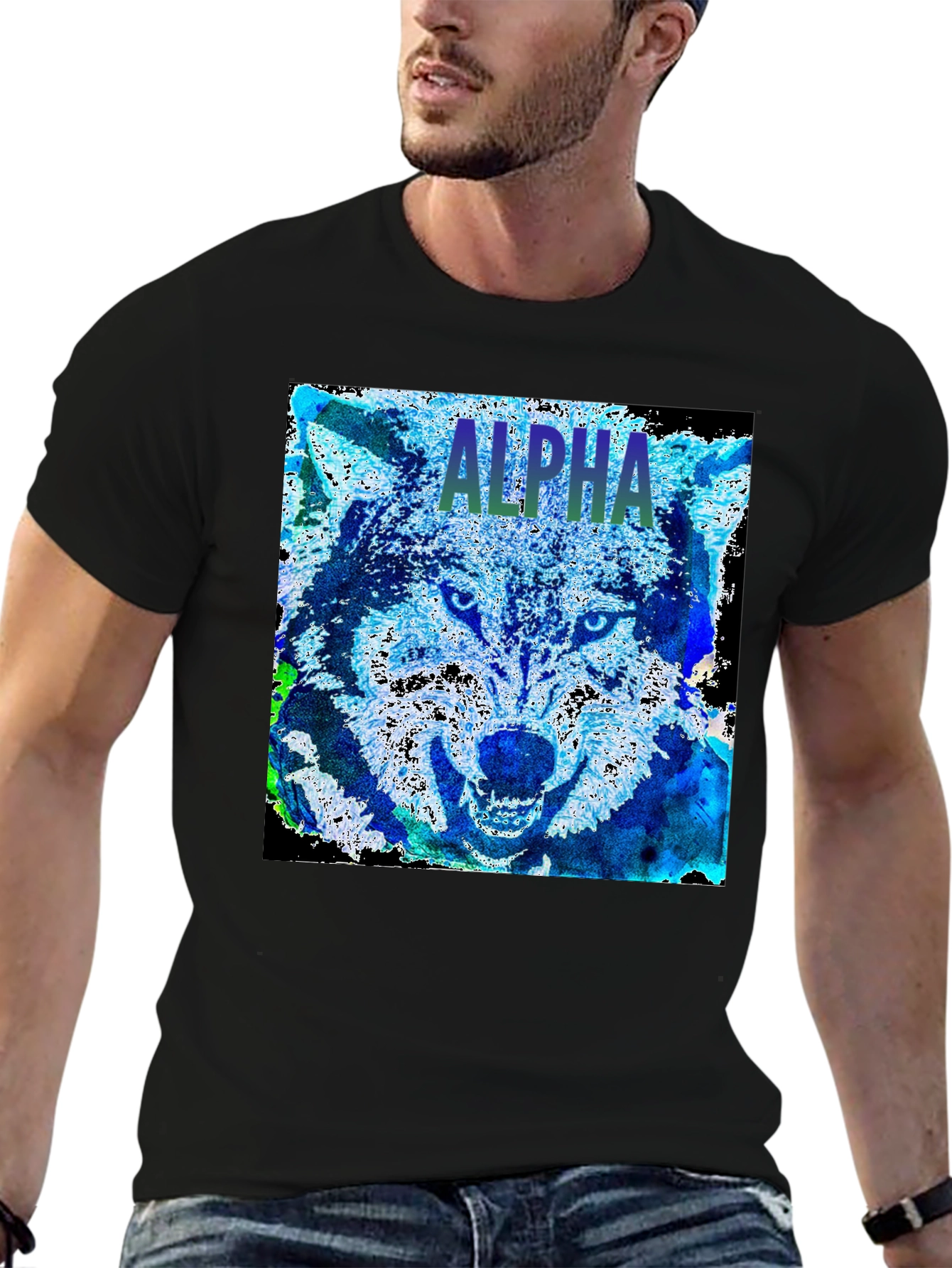 Alpha Wolf Graphic Tee - Black