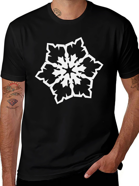 Snowflake Graphic Tee - Stylish Black Cotton T-Shirt