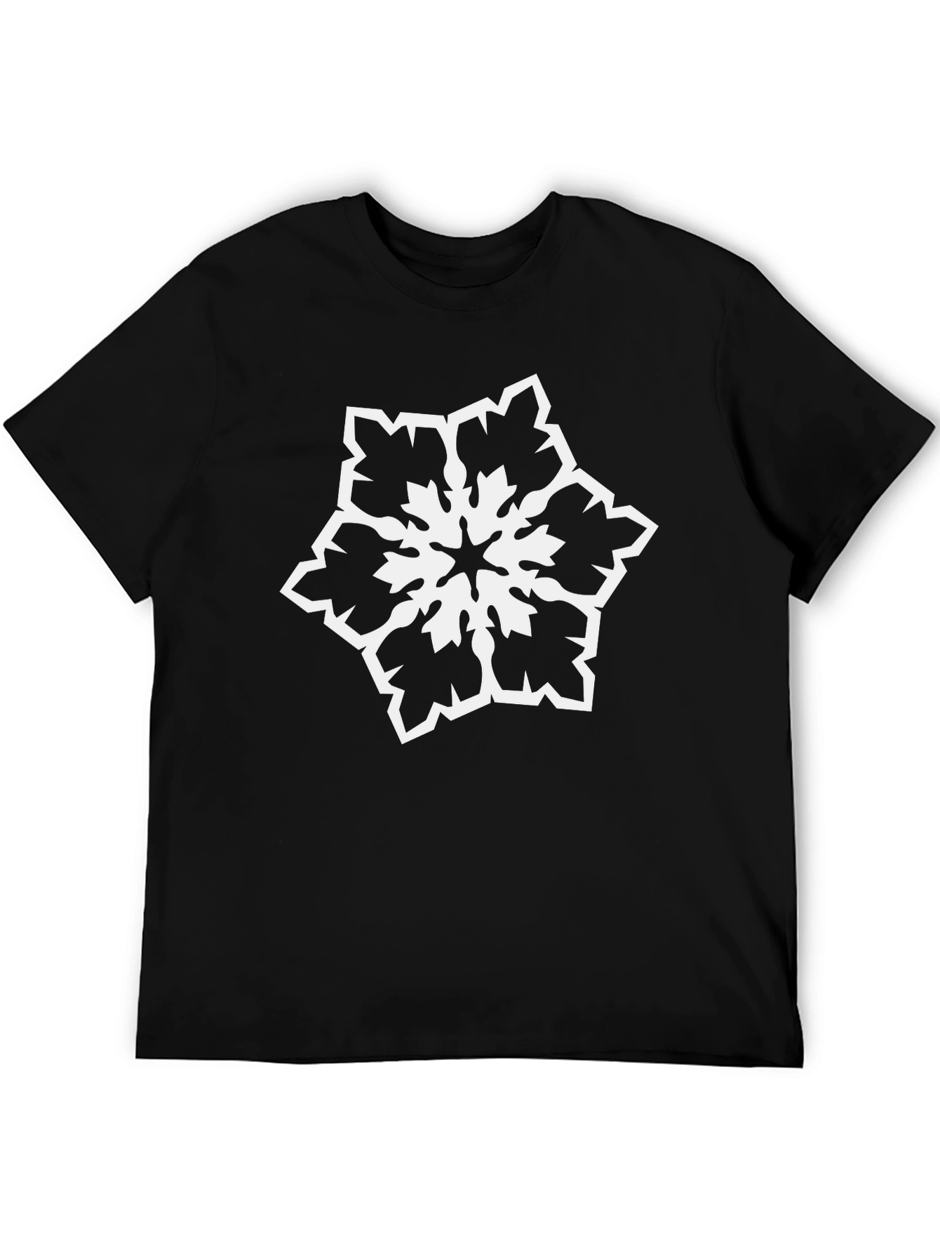Snowflake Graphic Tee - Stylish Black Cotton T-Shirt