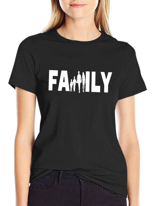 Family Graphic Tee - Black Cotton Crew Neck Shirt