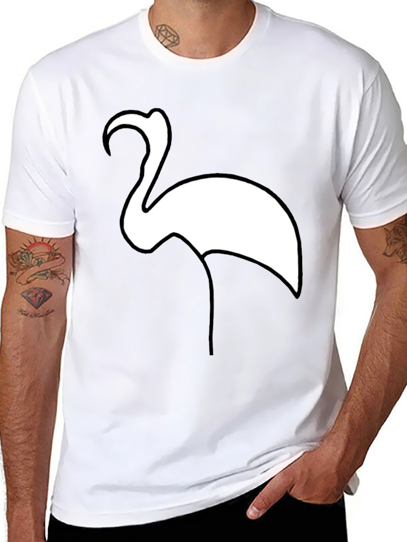 Flamingo Graphic Tee - Casual Black T-Shirt