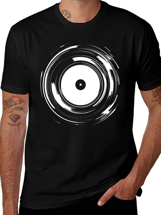 Vinyl Record Graphic Tee - Black Cotton Blend