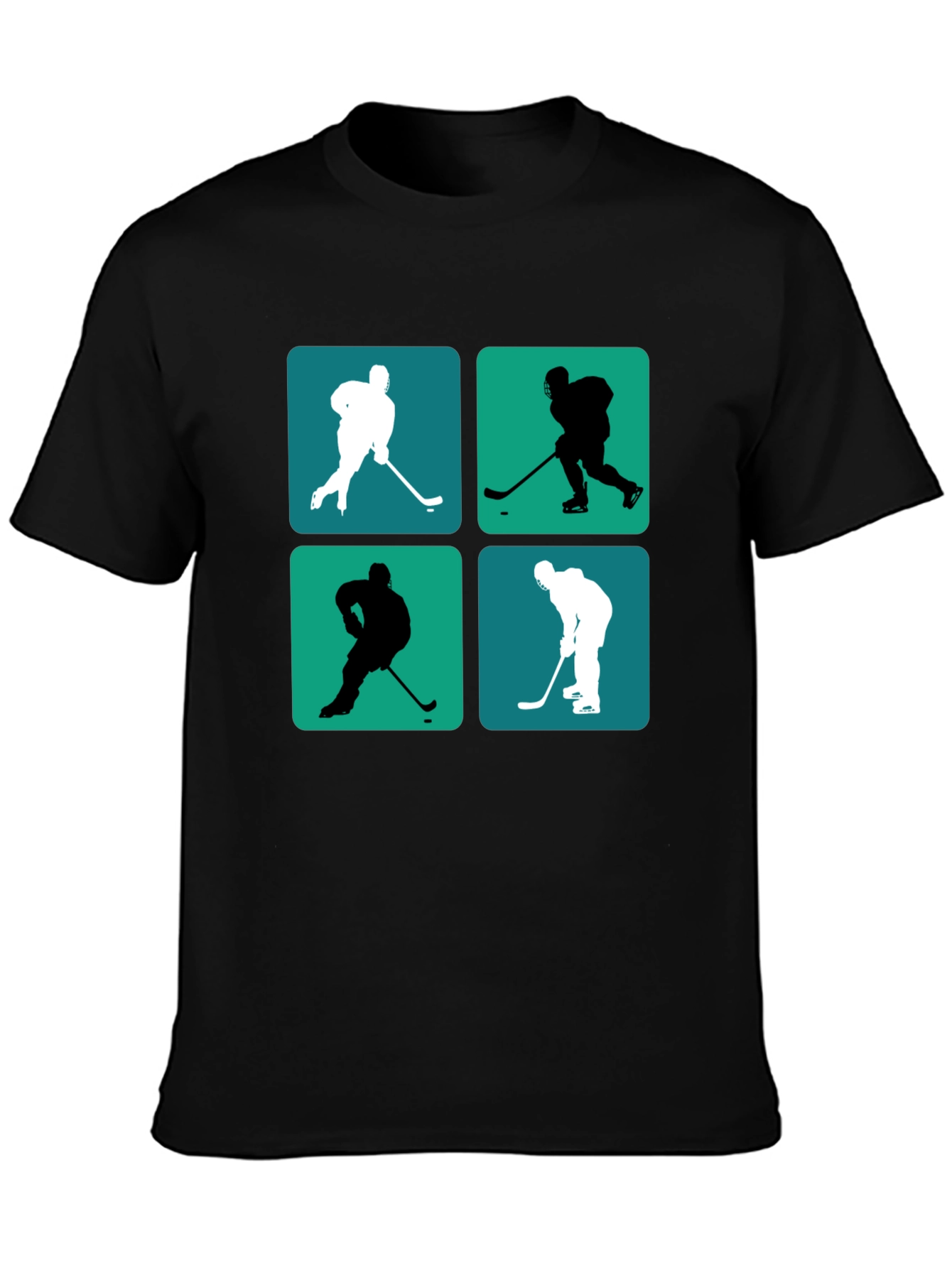 Hockey Player Silhouette Graphic Tee - Black