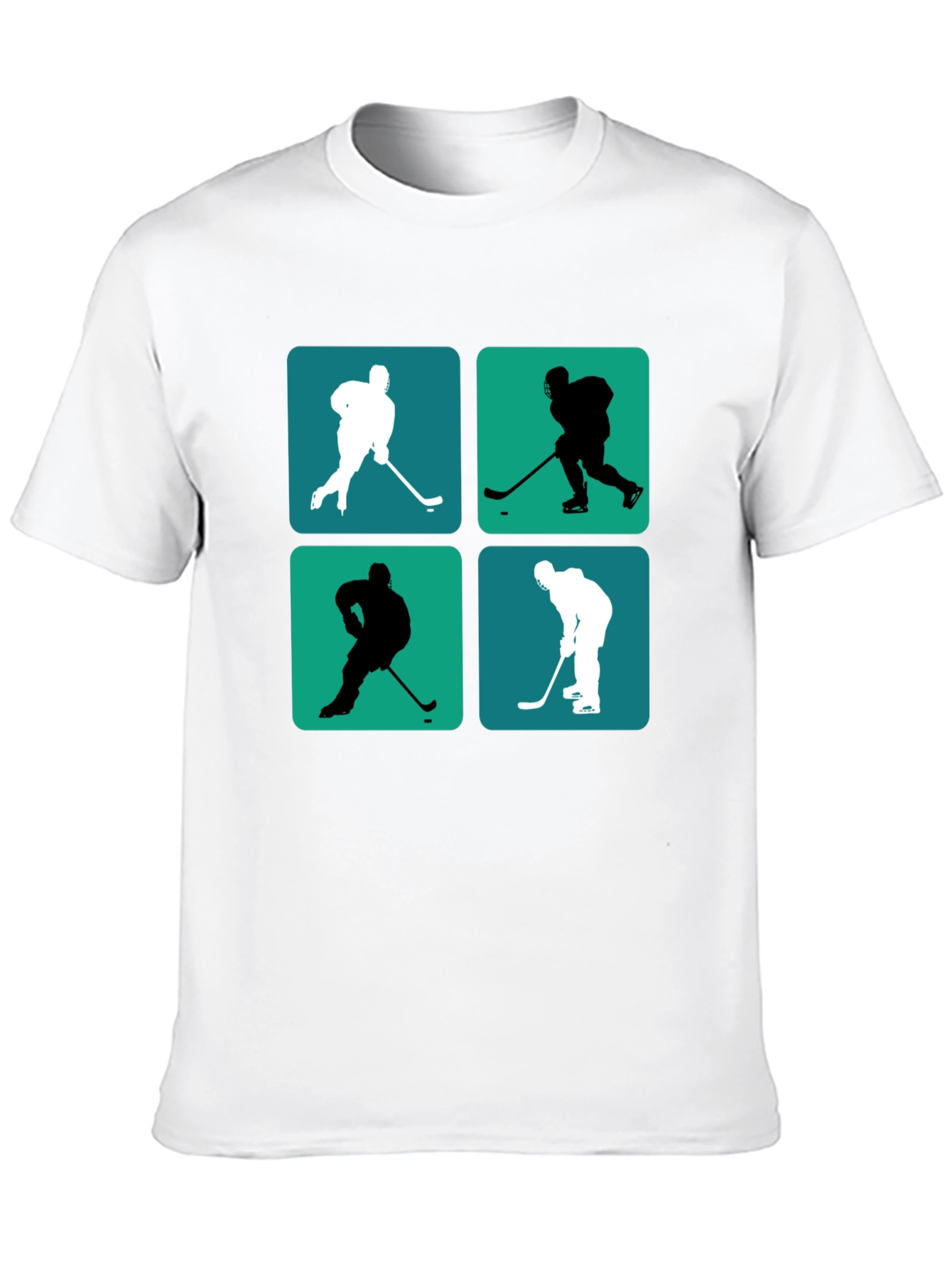 Hockey Player Silhouette Graphic Tee - Black
