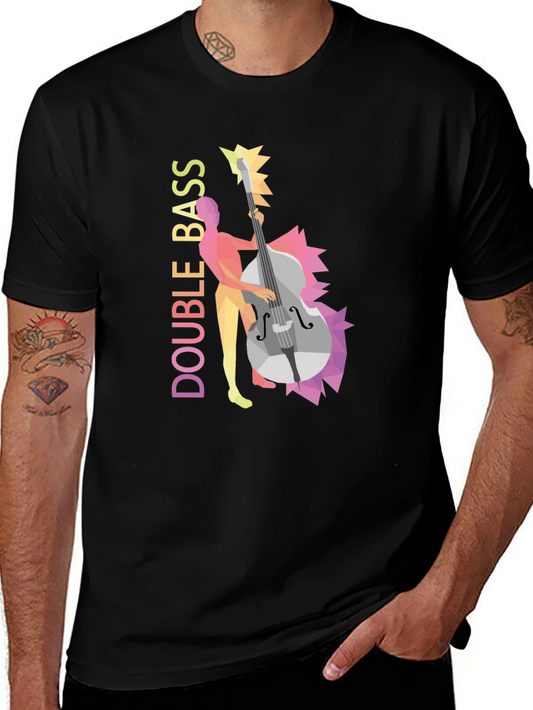 Double Bass Player Graphic Tee - Black T-Shirt
