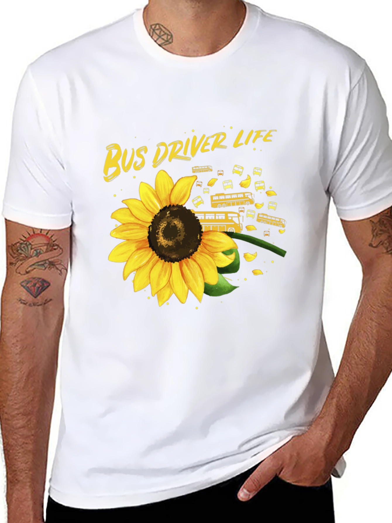 Bus Driver Sunflower Graphic Tee
