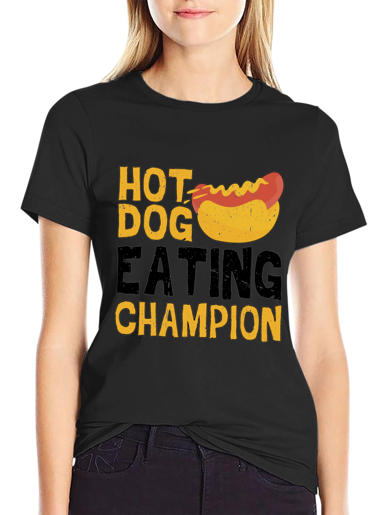 Hot Dog Eating Champion T-Shirt - Black