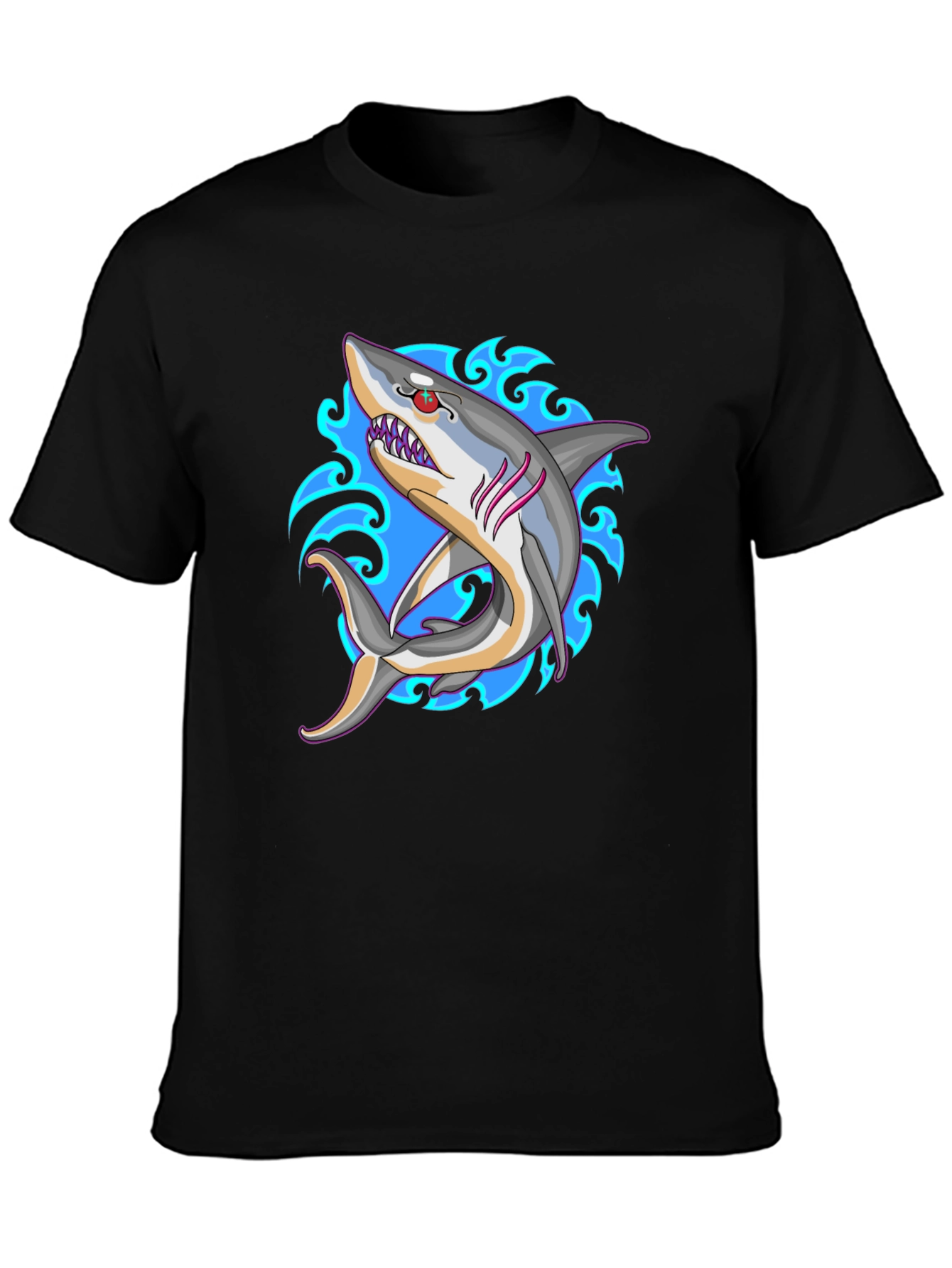 Shark Tattoo Style Black T-Shirt
