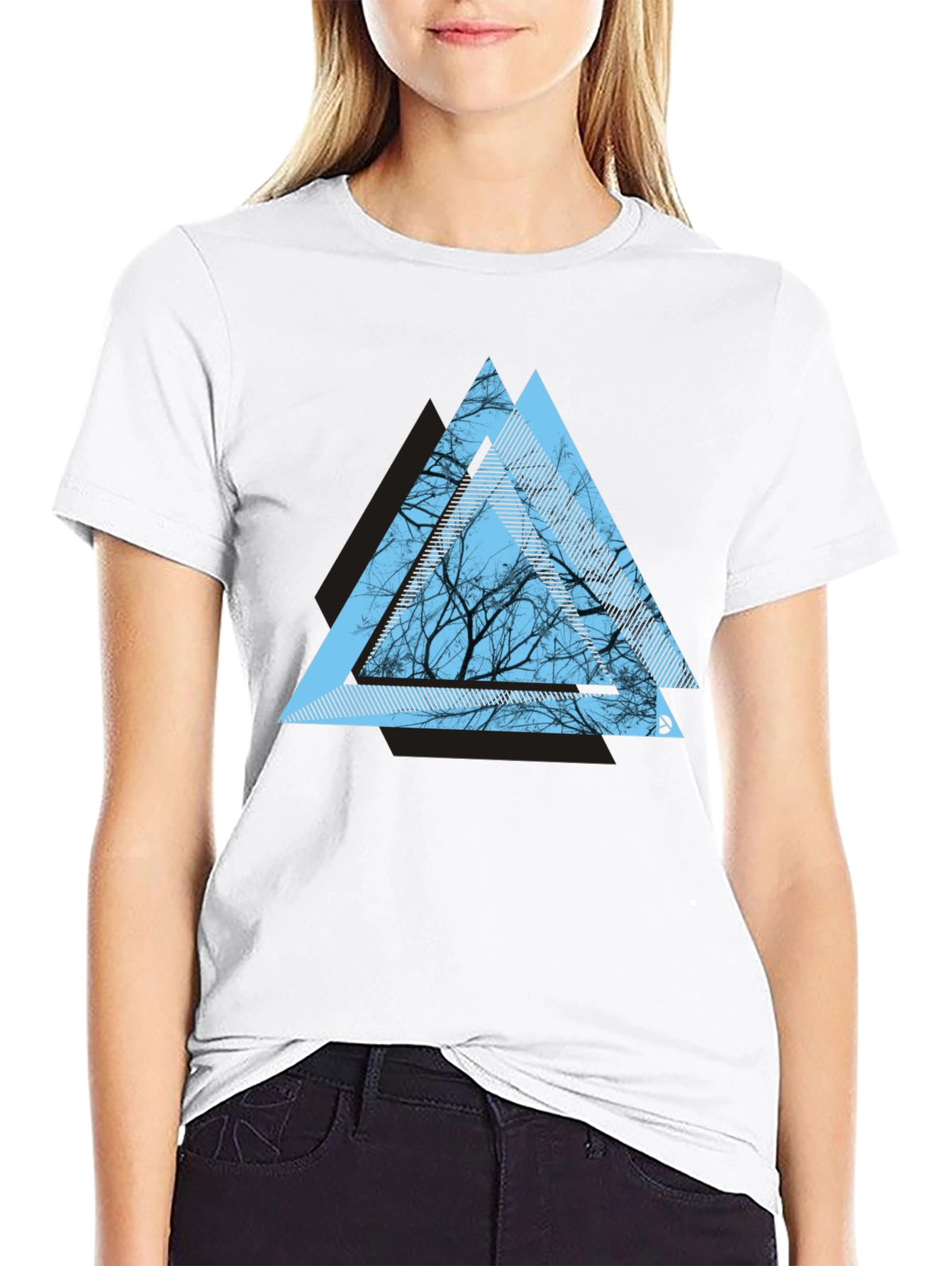 Geometric Tree Graphic Tee - Modern Mens T-Shirt
