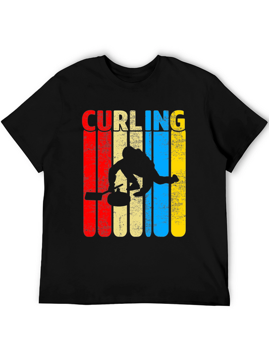 Vintage Curling Graphic Tee - Retro Style