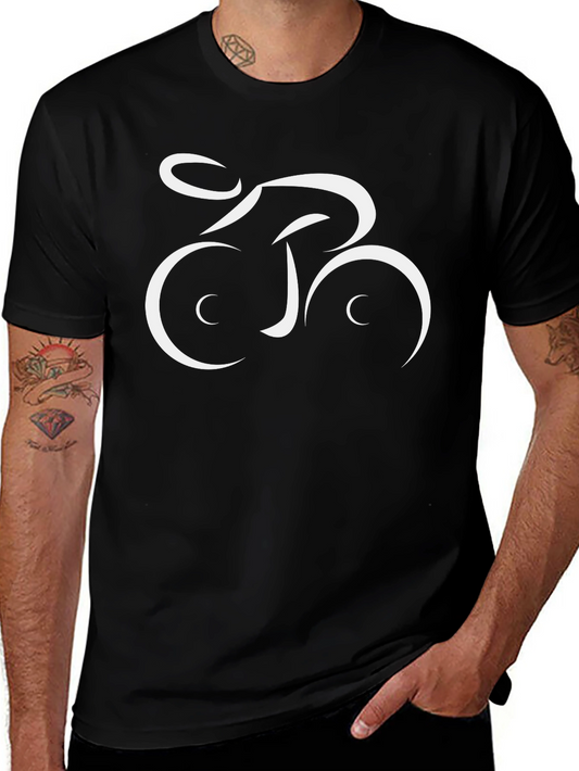 Cyclist Silhouette Graphic Tee - Black Cotton Blend