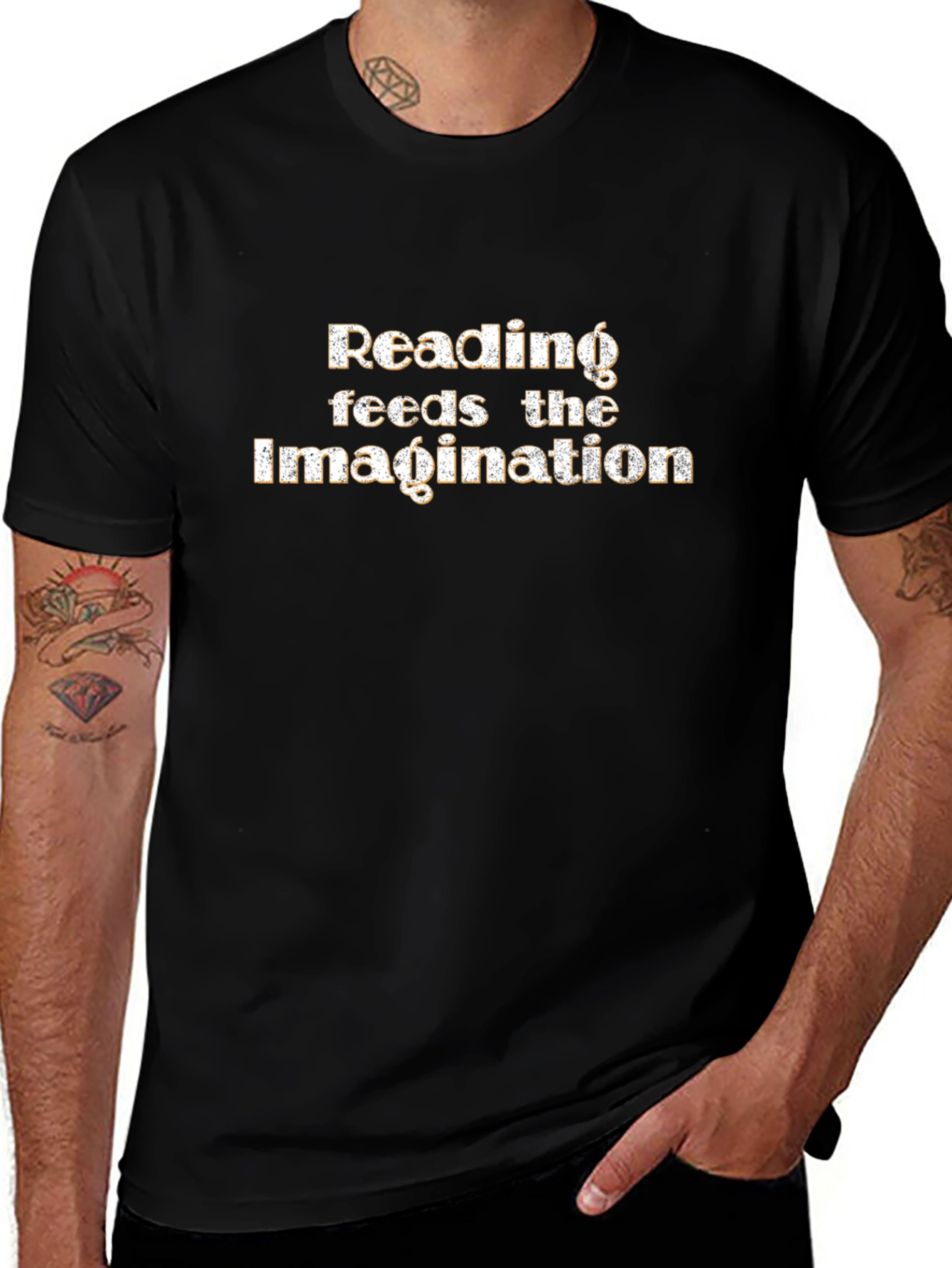 Reading Feeds The Imagination Black Graphic Tee