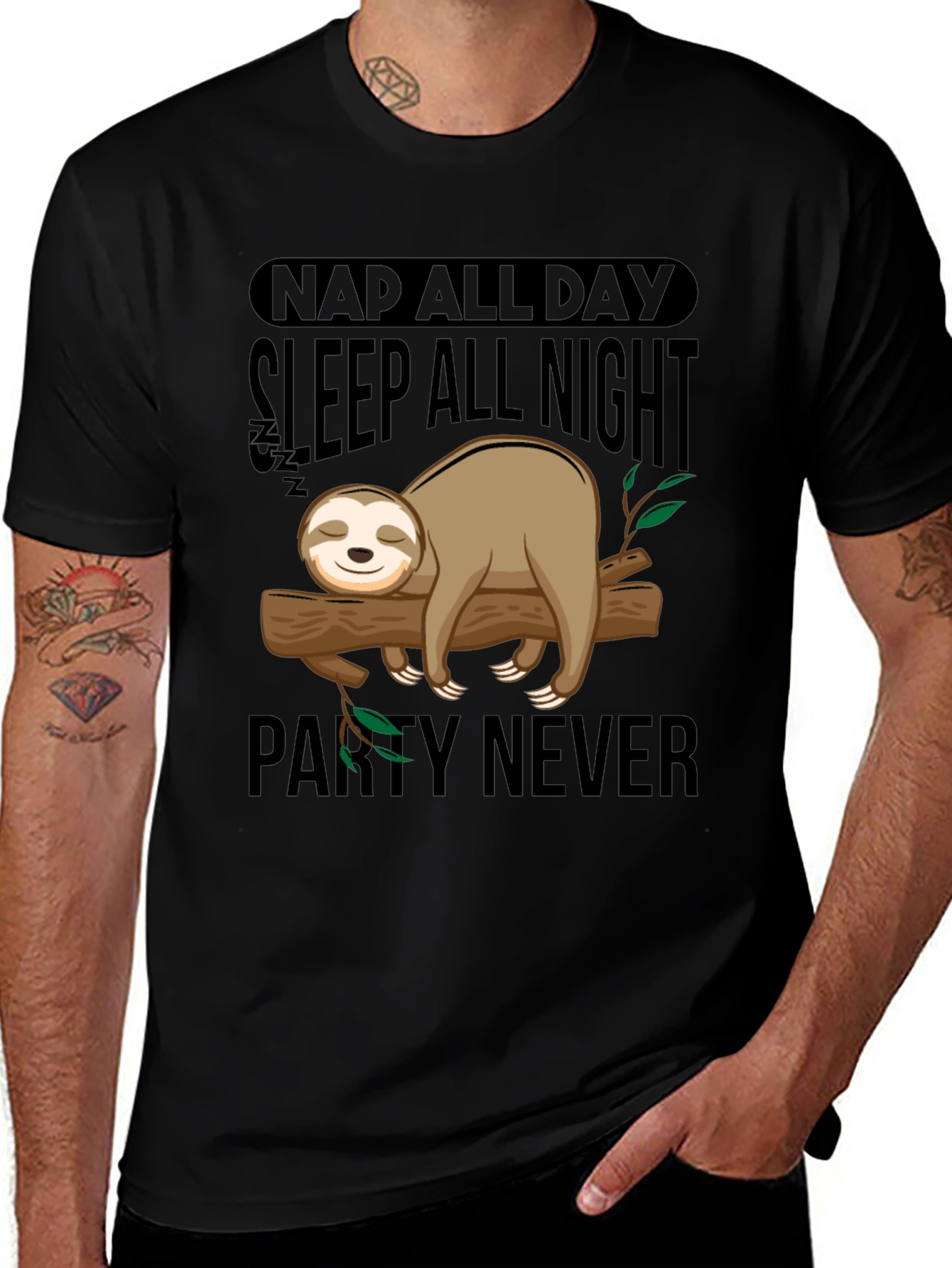 Nap All Day Sloth Graphic T-Shirt