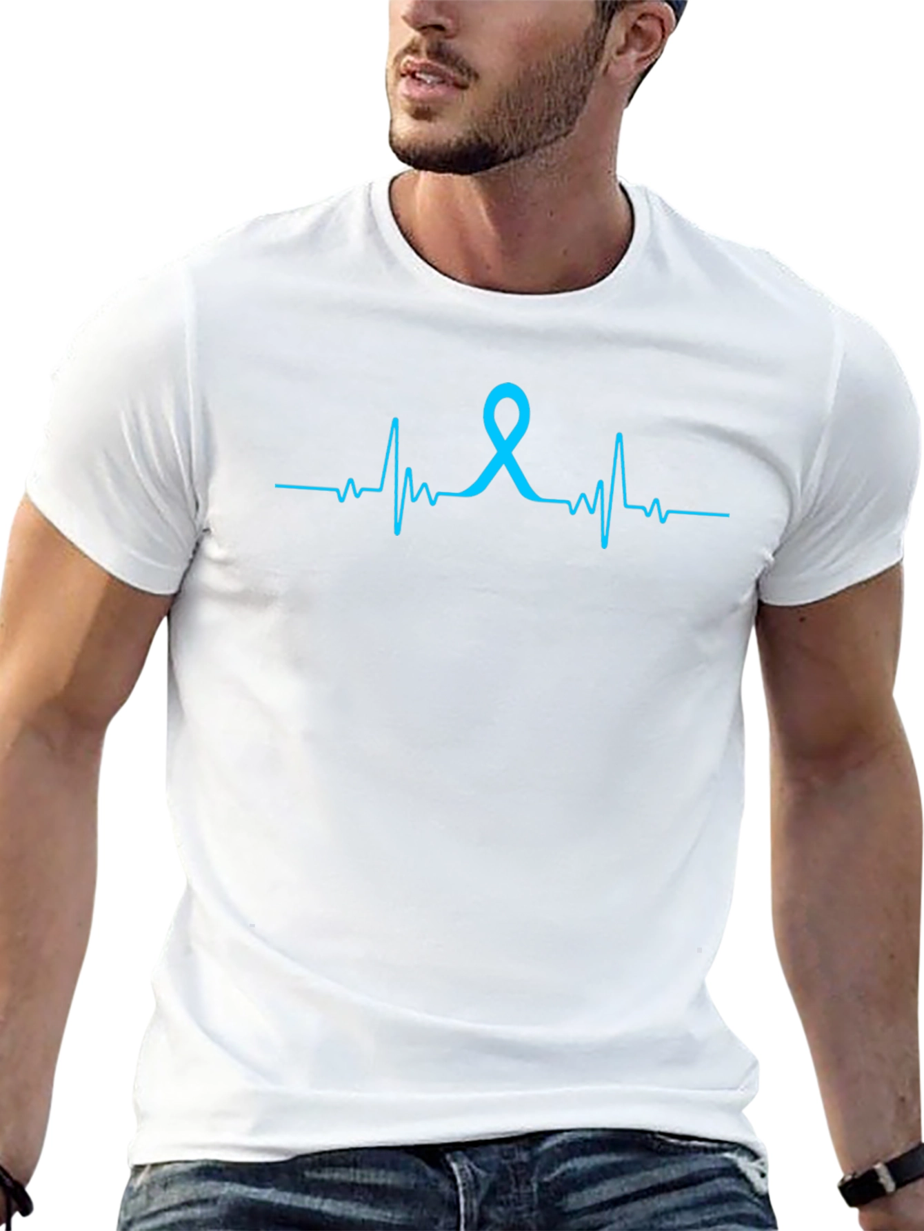 Awareness Ribbon Heartbeat Graphic T-Shirt