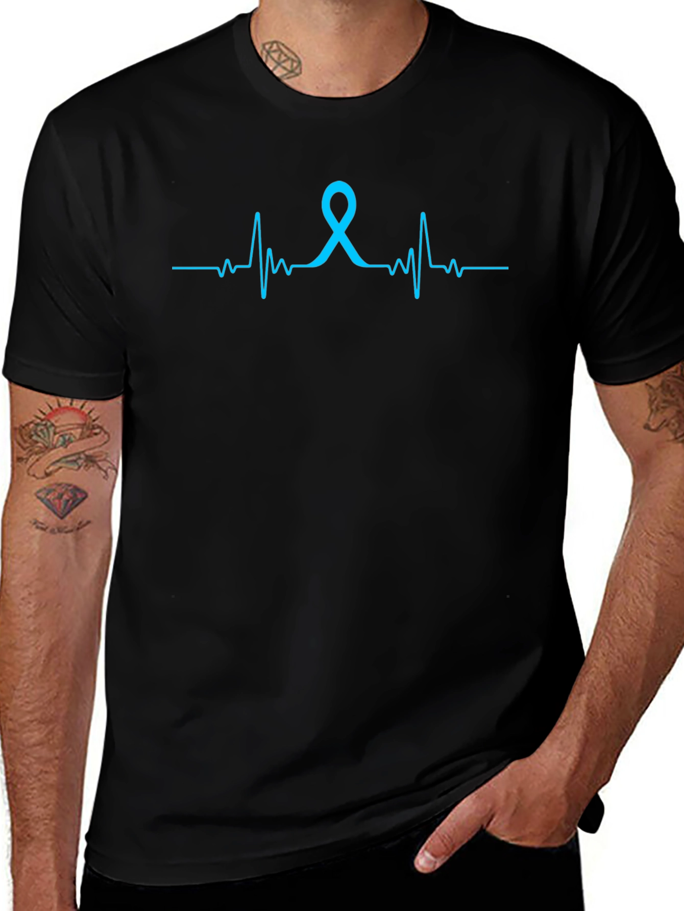 Awareness Ribbon Heartbeat Graphic T-Shirt