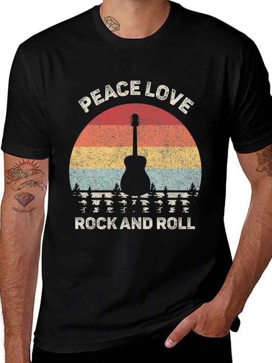 Peace Love Rock and Roll Graphic T-Shirt