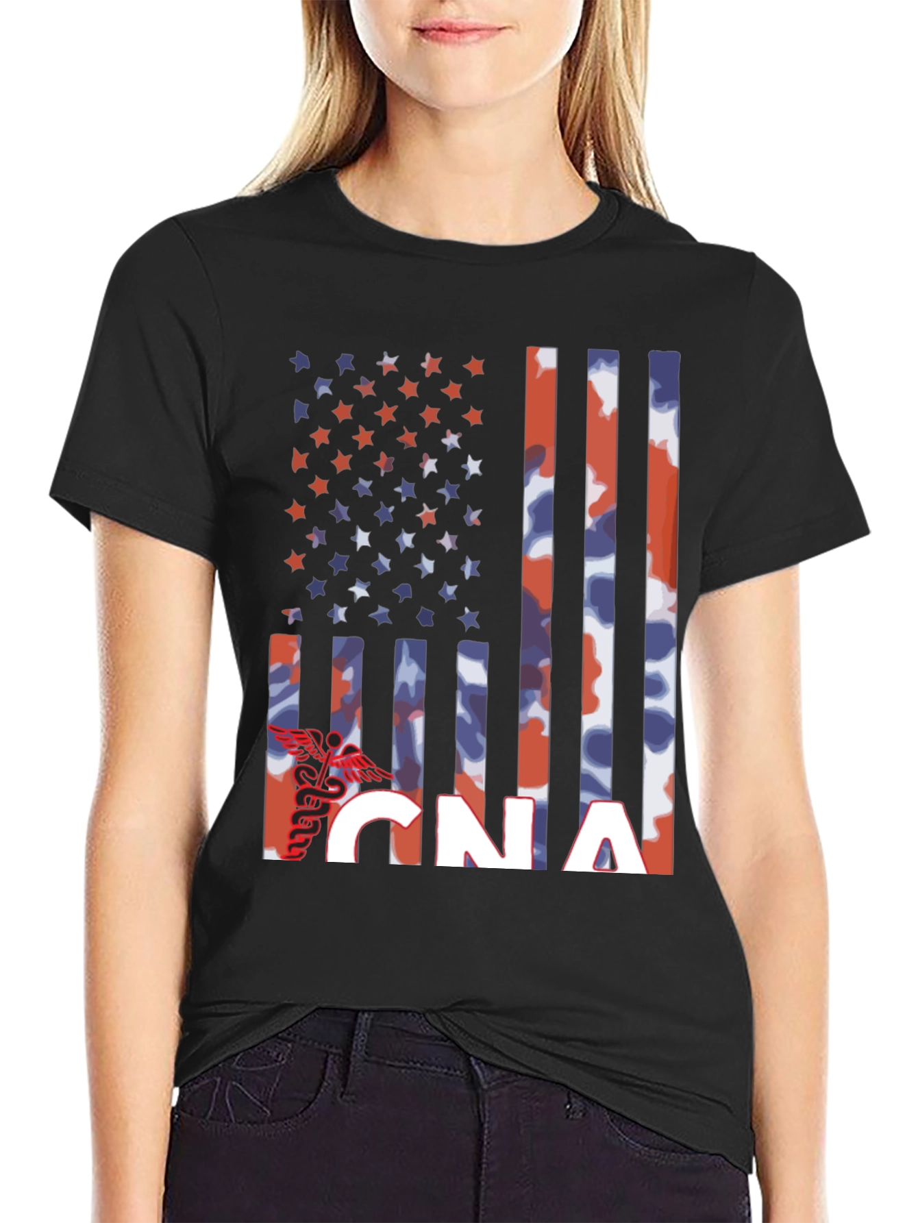 CNA American Flag T-Shirt - Patriotic Nurse Assistant Tee