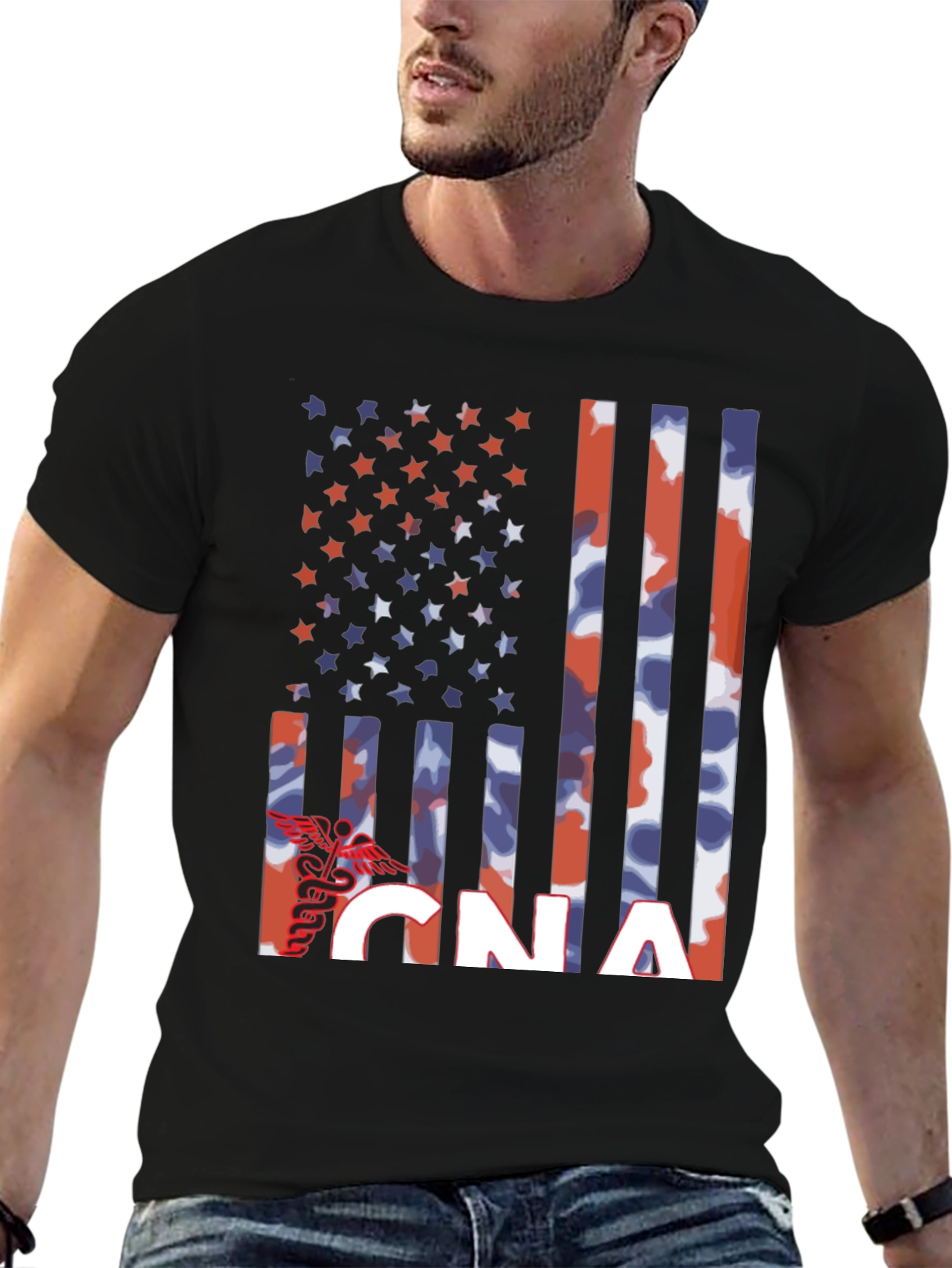 CNA American Flag T-Shirt - Patriotic Nurse Assistant Tee