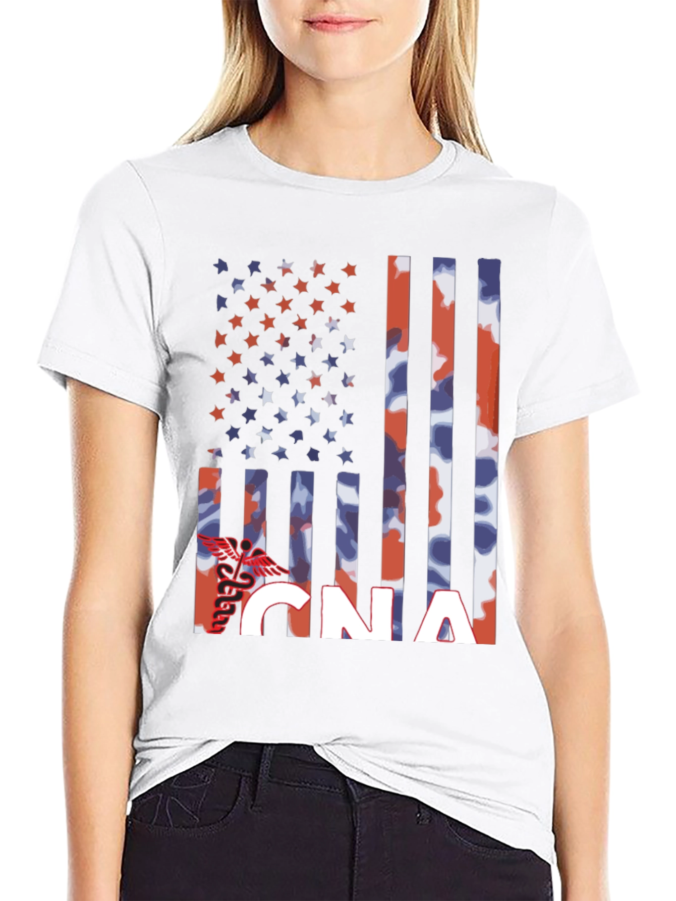 CNA American Flag T-Shirt - Patriotic Nurse Assistant Tee