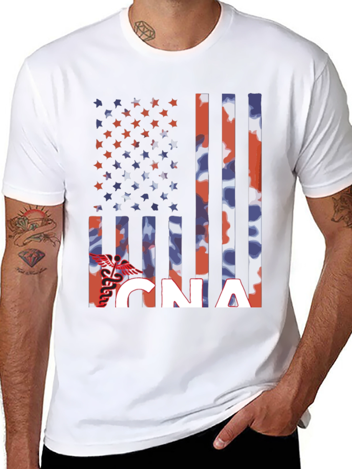 CNA American Flag T-Shirt - Patriotic Nurse Assistant Tee