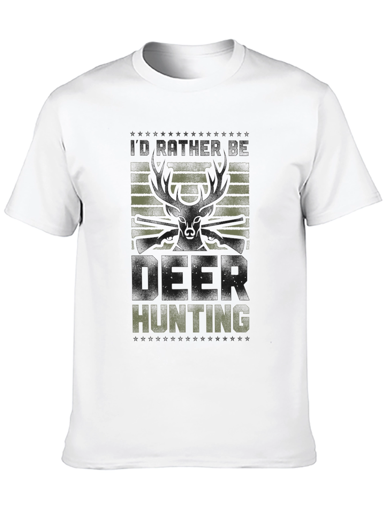 Deer Hunting Graphic Tee - Black Crew Neck