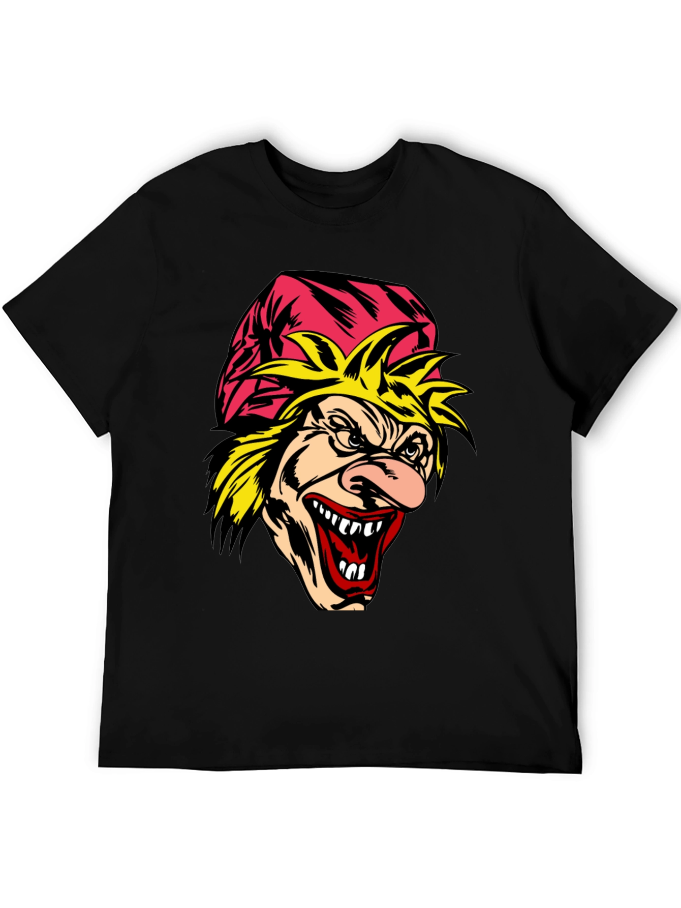 Scary Cartoon Graphic Tee - Mens Black T-Shirt