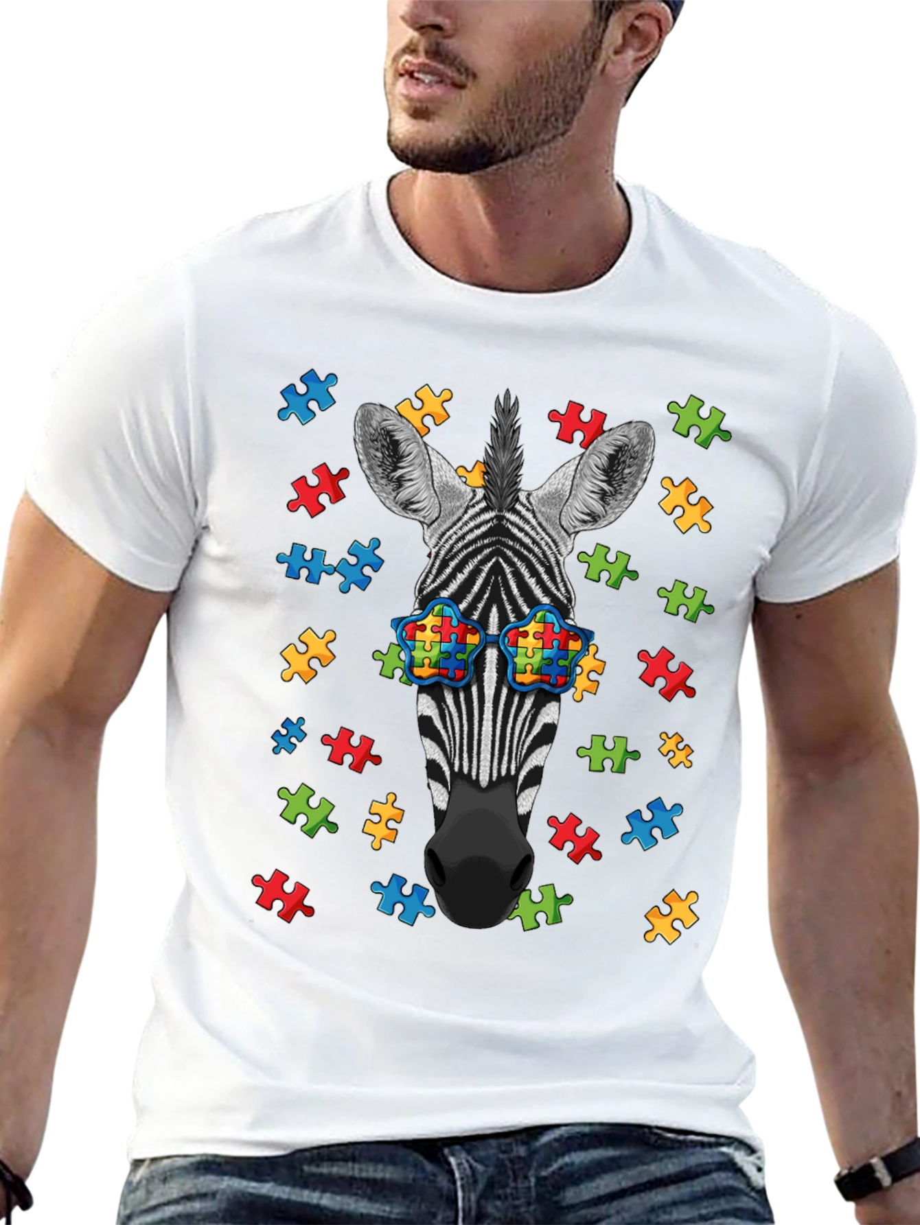 Zebra Autism Awareness Puzzle T-Shirt