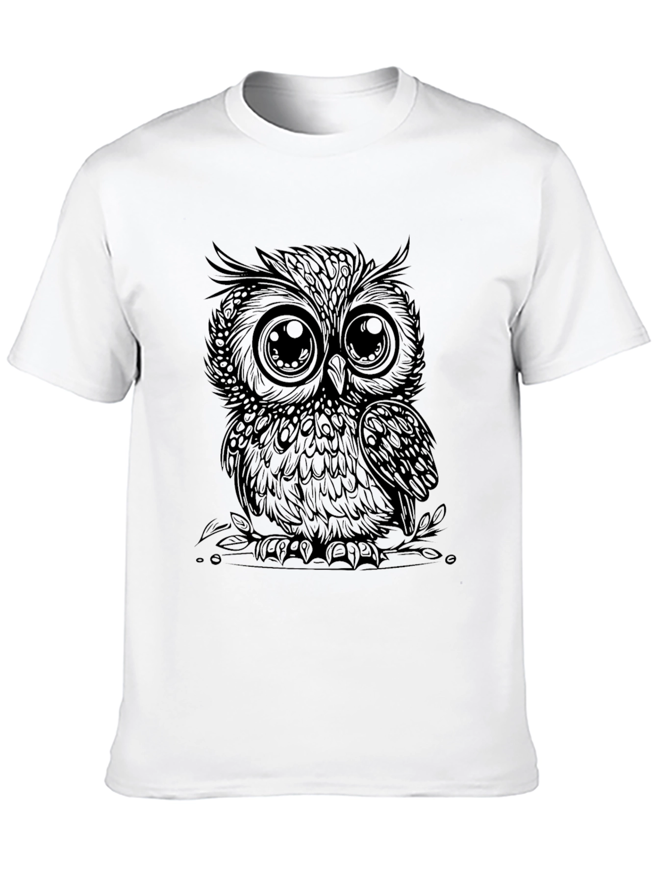 Mens Black Owl Graphic Tee