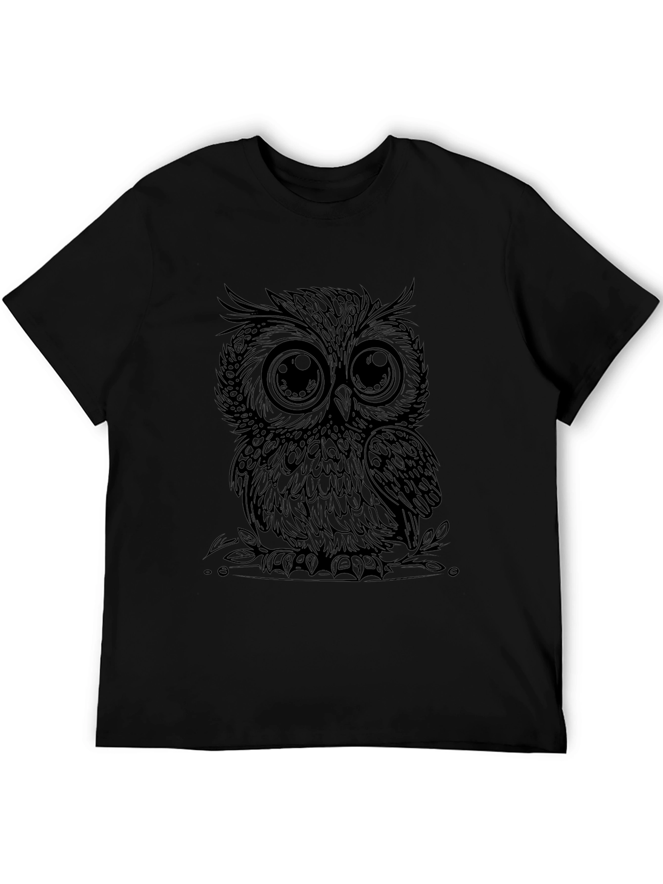 Mens Black Owl Graphic Tee