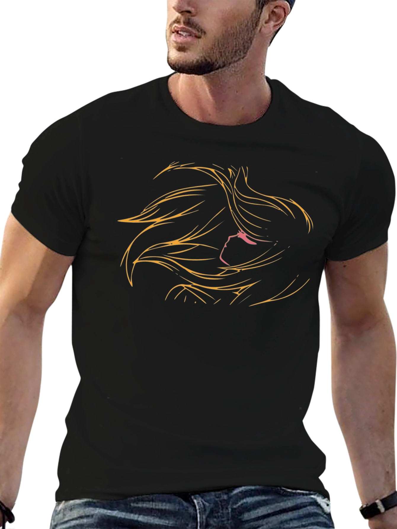 Anime Girl Graphic Tee - Stylish Black Cotton T-Shirt