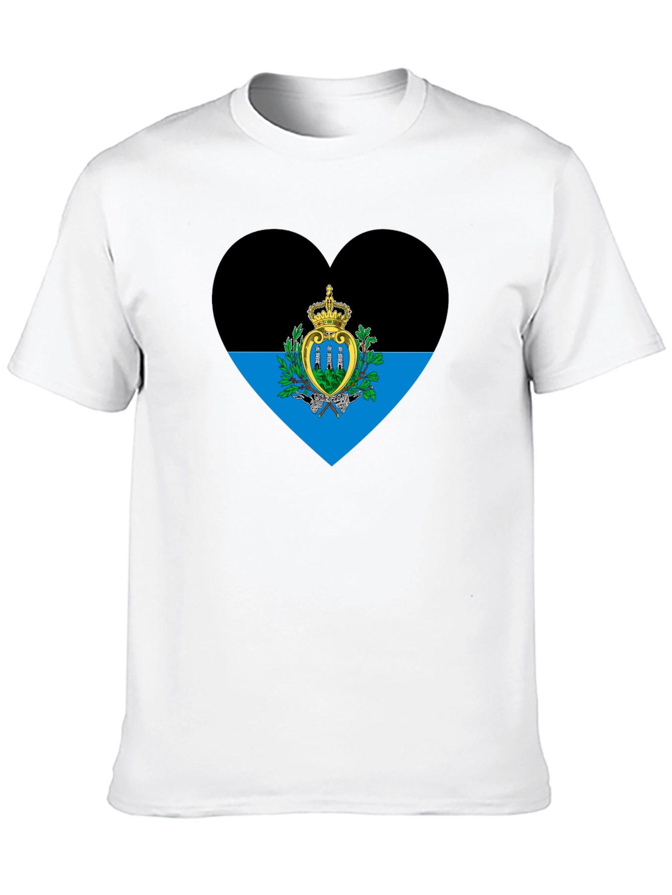 San Marino Flag Heart T-Shirt - Black Cotton Tee