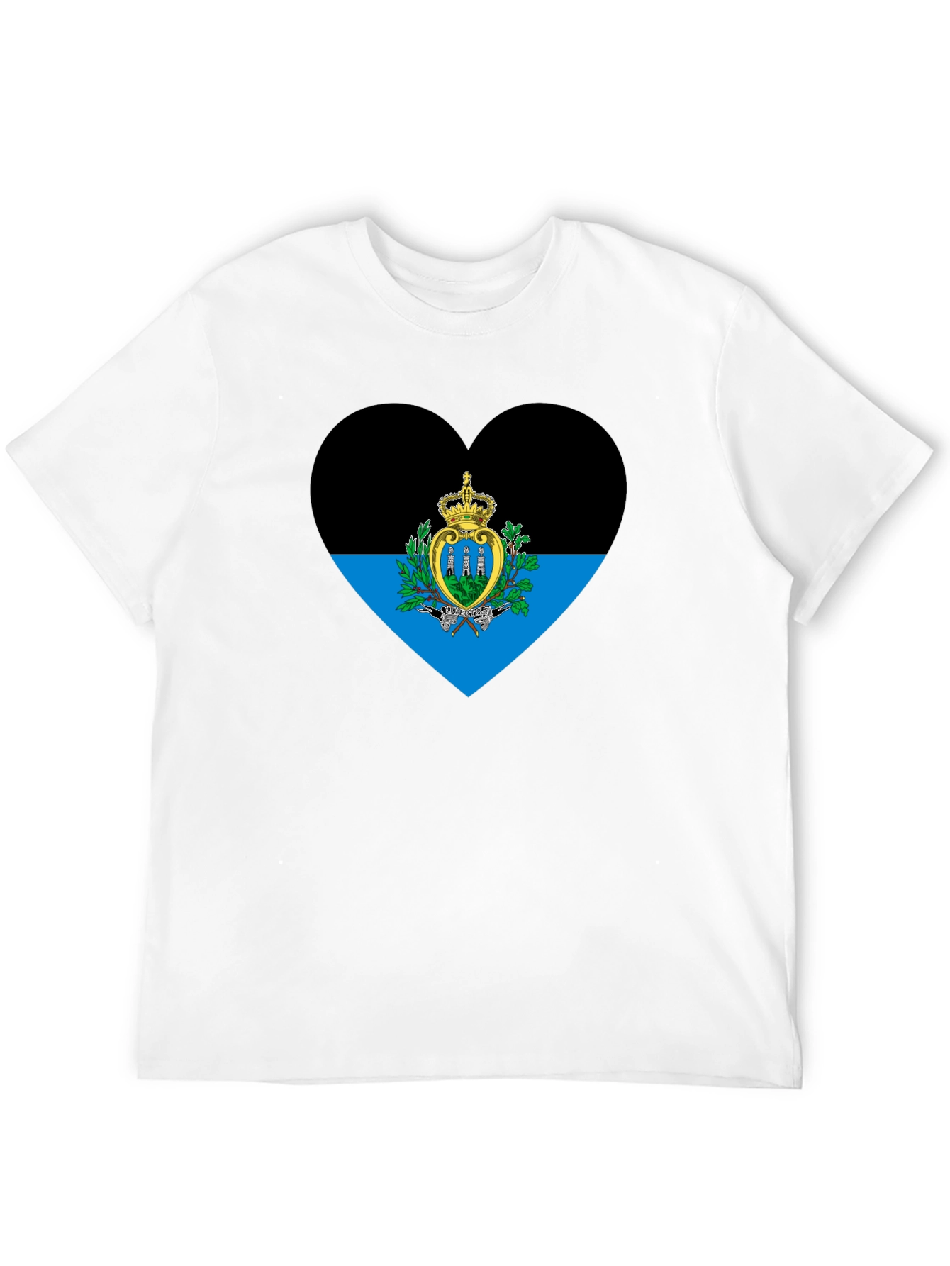 San Marino Flag Heart T-Shirt - Black Cotton Tee