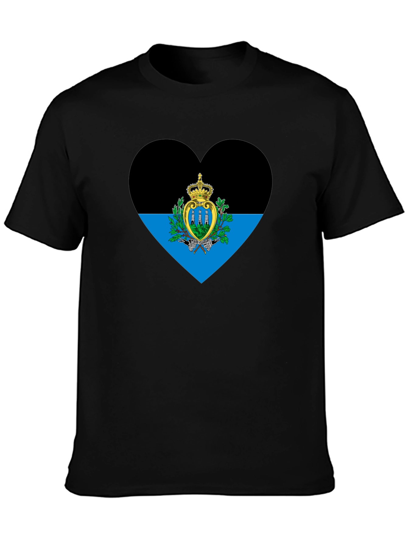 San Marino Flag Heart T-Shirt - Black Cotton Tee