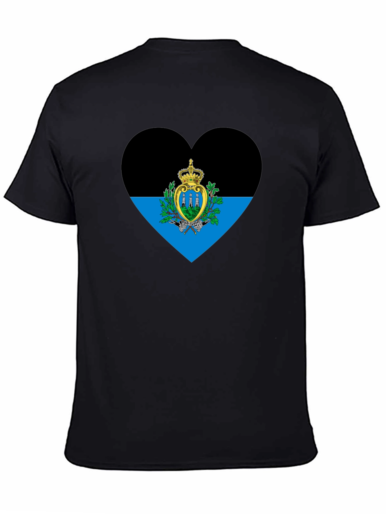 San Marino Flag Heart T-Shirt - Black Cotton Tee