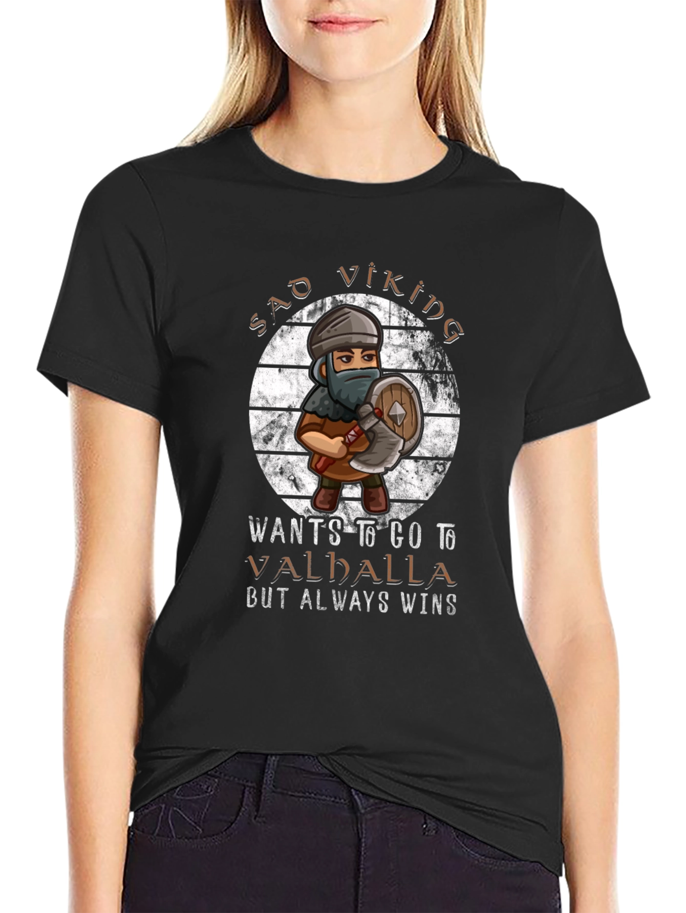 Sad Viking T-Shirt - Wants to Go to Valhalla